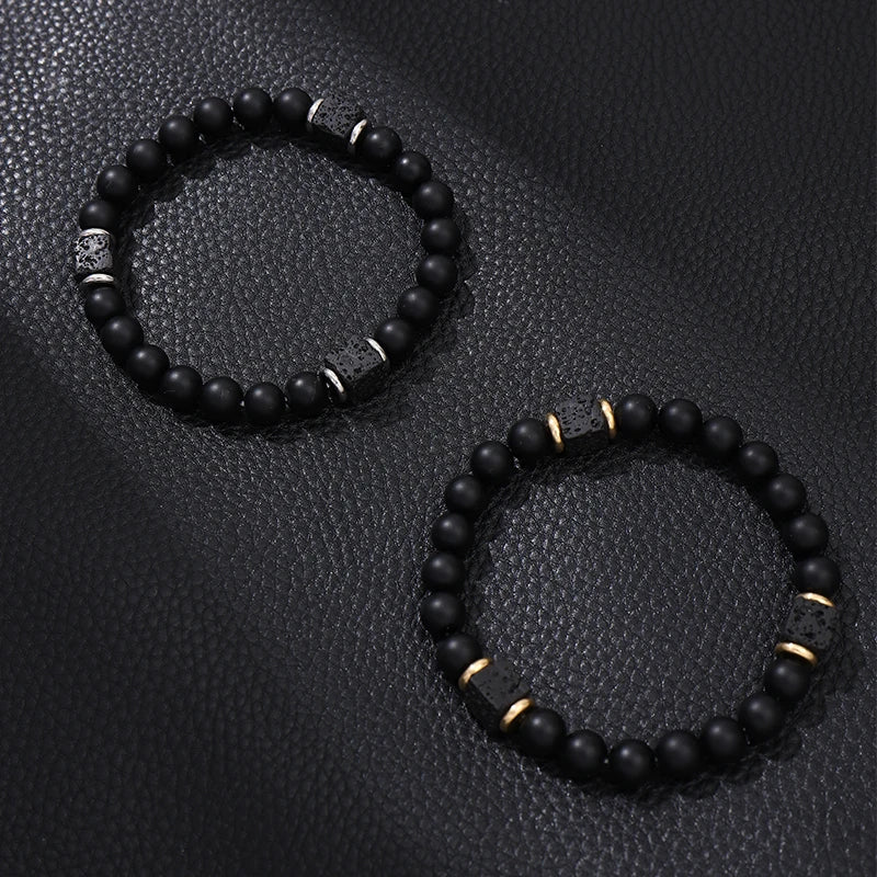 2pcs/set New Magnetic Bracelets and Necklace Set Men Nature Stone Bead Couple Bracelets Set for Women Health Care Help Weight Lo