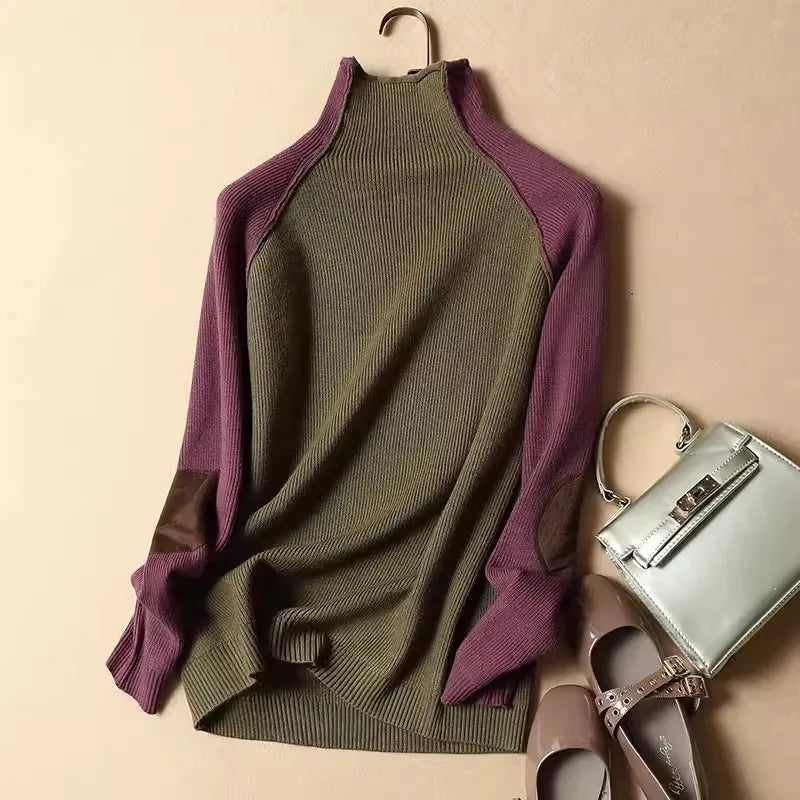 2025 New Sweater Women Half Turtleneck Thicken Pullover Knitted Sweaters Warm Knitwear Female Jumper Winter Casual Top