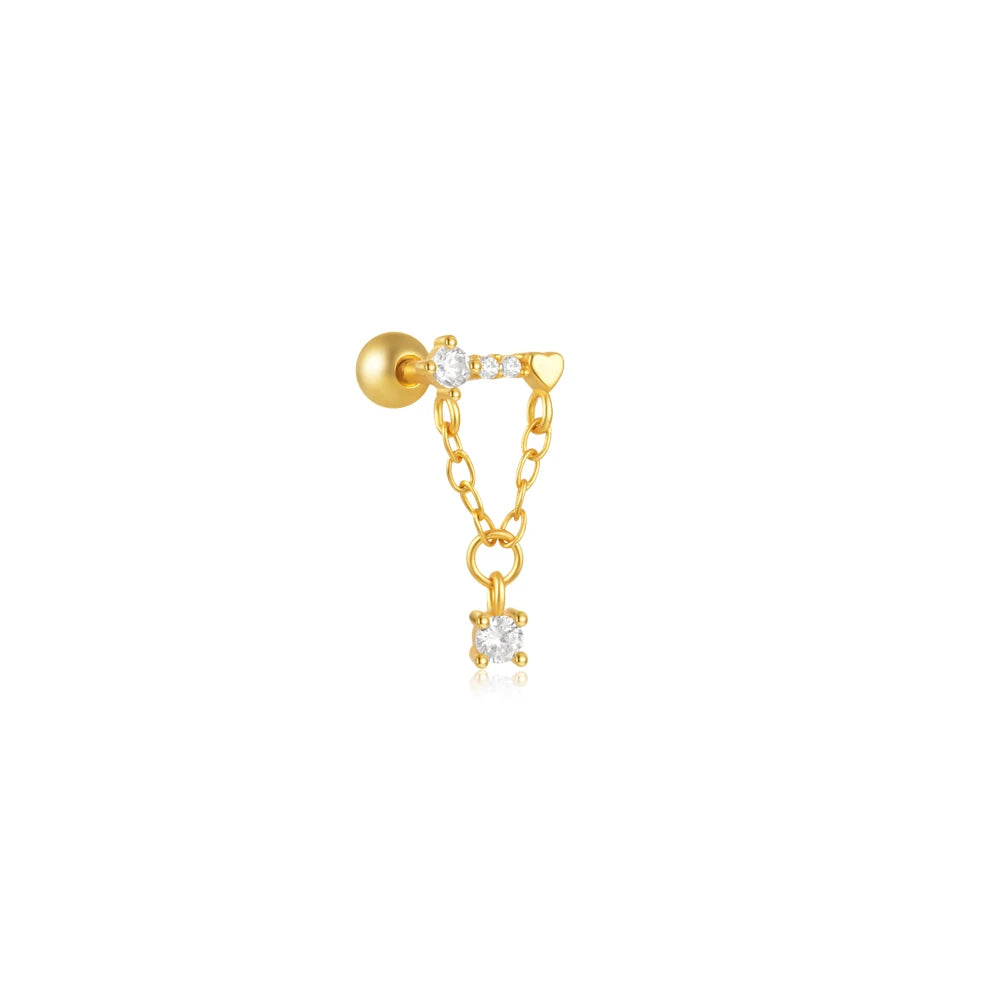AIDE Heart Round Ball Flat Helix Piercing Earring 925 Sterling Silver Ear Studs Geometric Zircon Exquisite Trinket Studs Aretes