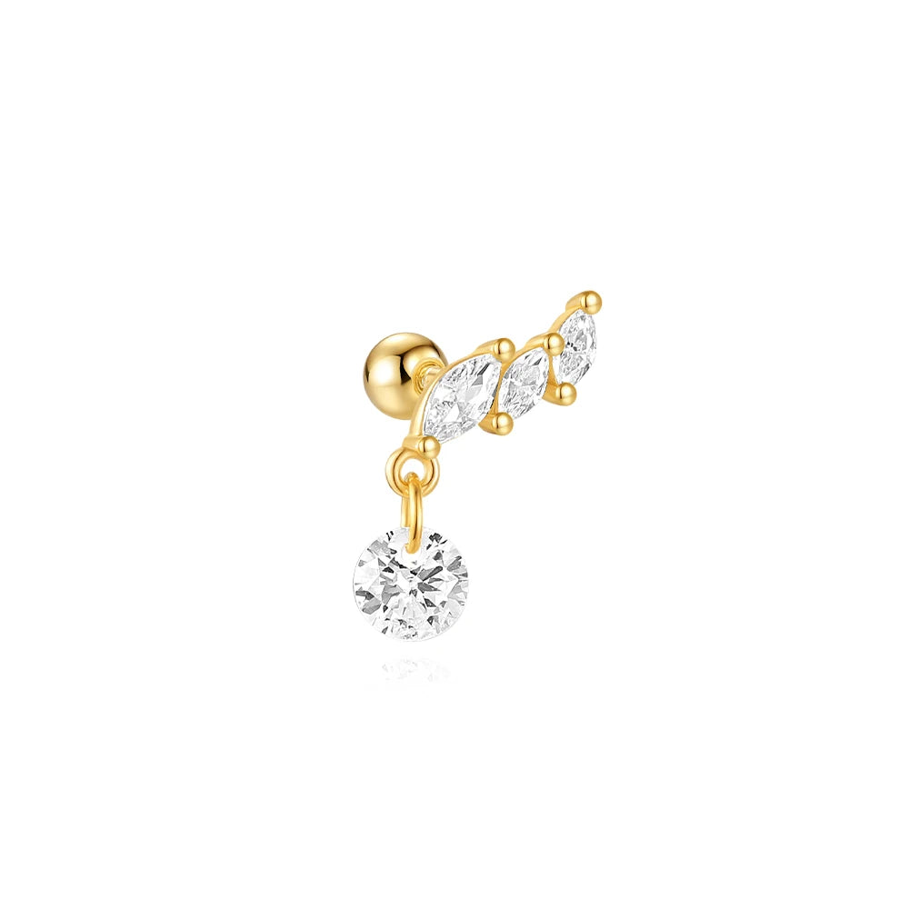 AIDE Heart Round Ball Flat Helix Piercing Earring 925 Sterling Silver Ear Studs Geometric Zircon Exquisite Trinket Studs Aretes