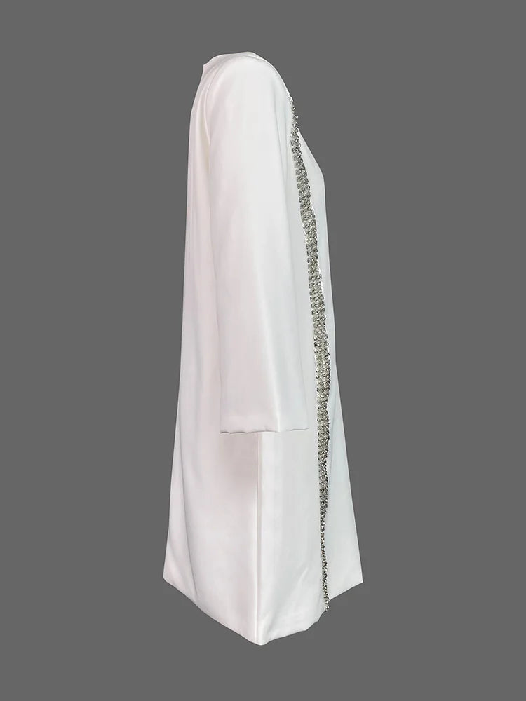 Womens Dresses Evening Dresses Fashion Casual Long Sleeves Loose Sequined Solid Color Elegant Round-neck Mini Dresses