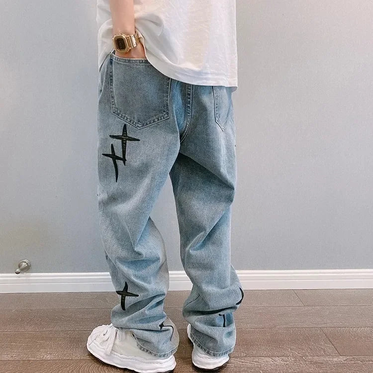Jeans Men Wide Leg Cargo Pants Streetwear Baggy Men Korean Fashion Loose Straight Male Clothing Y2K Hip Hop Style Male Trousers - Premium Kiosk