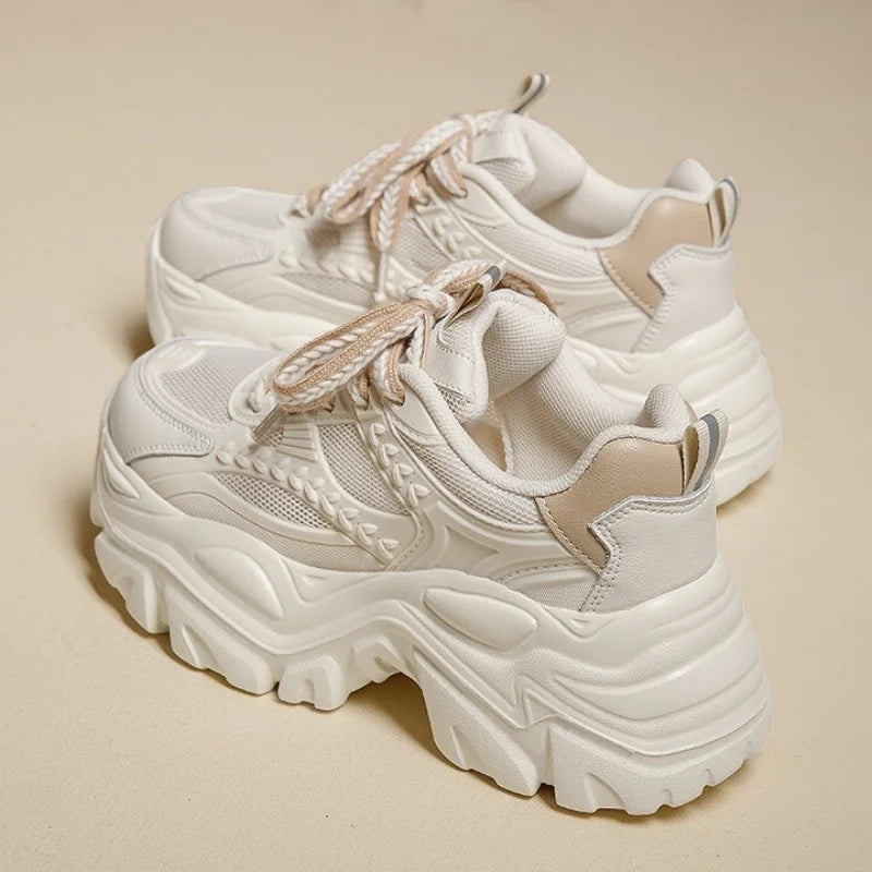 Women's thick bottom daddy shoes summer breathable mesh small white shoes girls casual shoes heightened thin sports board shoes