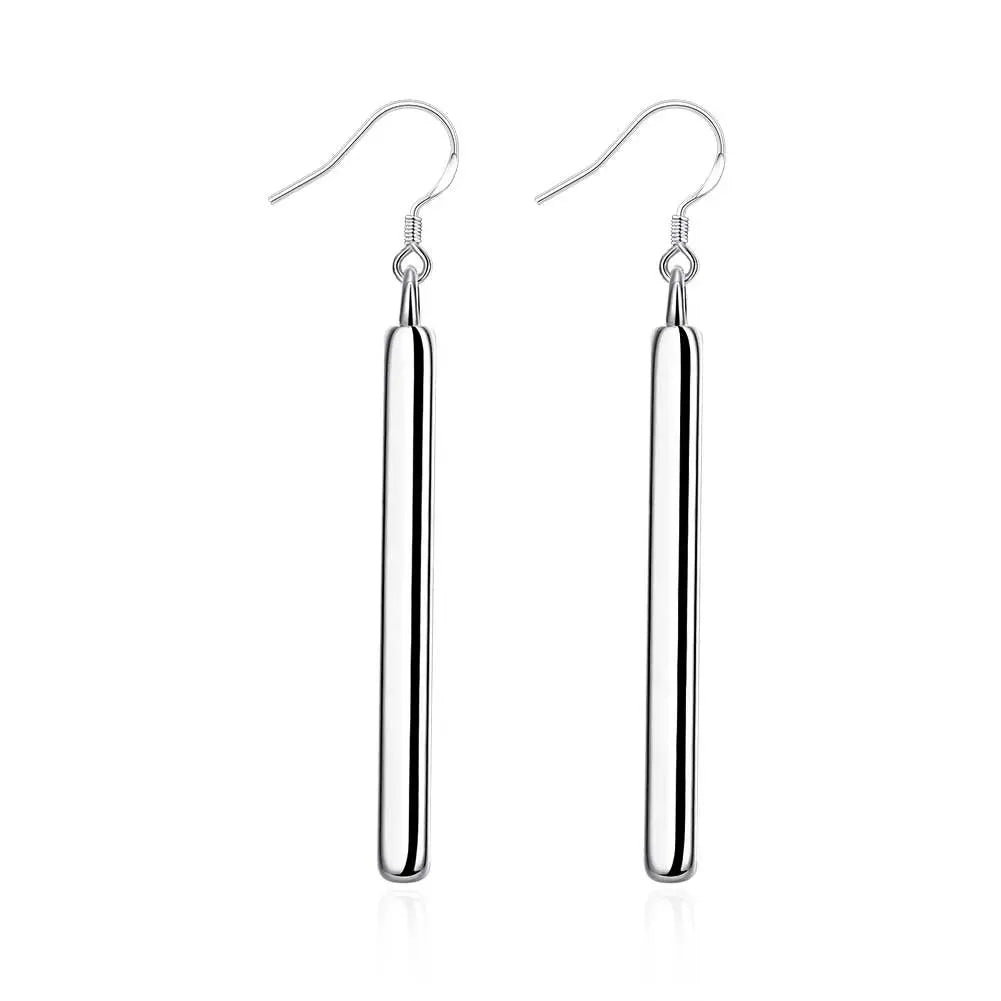 1 pair of minimalist column 925 sterling silver earrings for women Fashion Charm Wedding Party Gift Jewelry Christmas