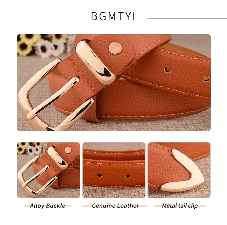 Women's Trousers Belt Leather Trend White Belt Fashion High Quality Trouser Belts Solid Vintage Pin Buckle Ladies Strap LB2146-