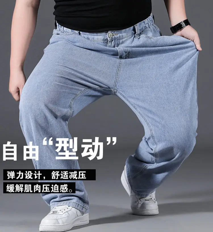 10XL Oversize Wide Legs Jeans Men Soft Cotton Cargo Jeans Plus Size Baggy Men's Trousers Fashion Streetwear Working Jeans Man - Premium Kiosk