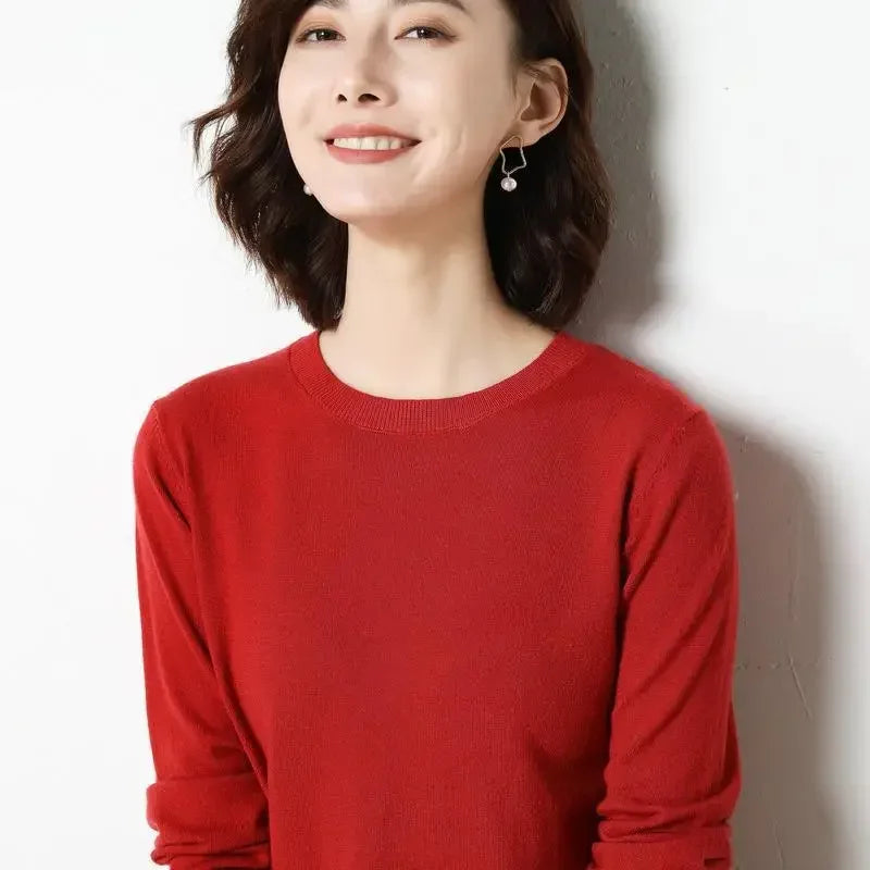Women Sweaters 2024 O-neck Long Sleeve Autumn Winter Pullovers Fashion Korean Sweaters Bottoming Shirts Slim Knitwear Jumpers