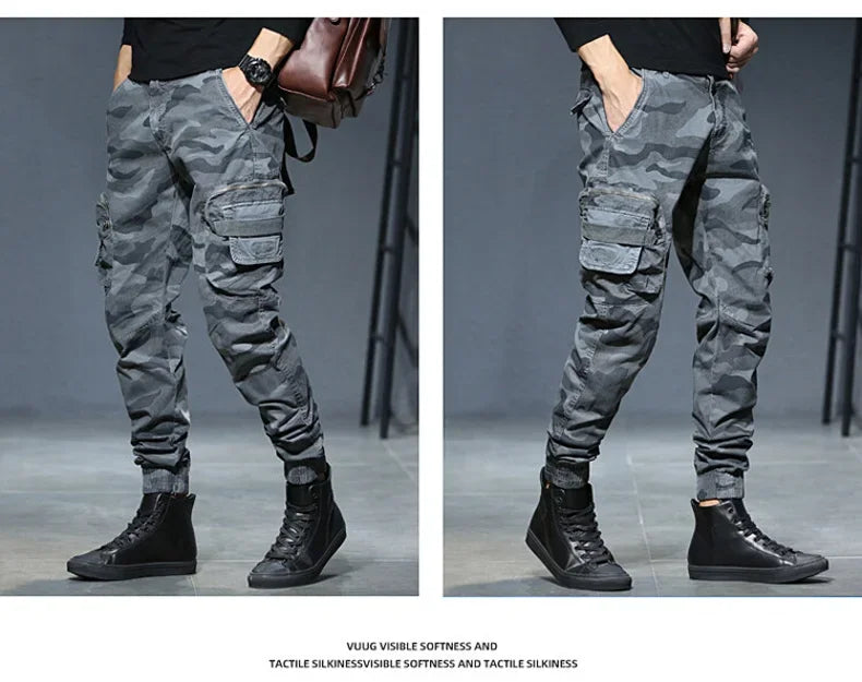2025 Cargo Joggers Pants Men Casual Hiphop MultiPocket Male Trousers Sweatpants Streetwear Tactical Track KhakiCamouflage Pants - Premium Kiosk