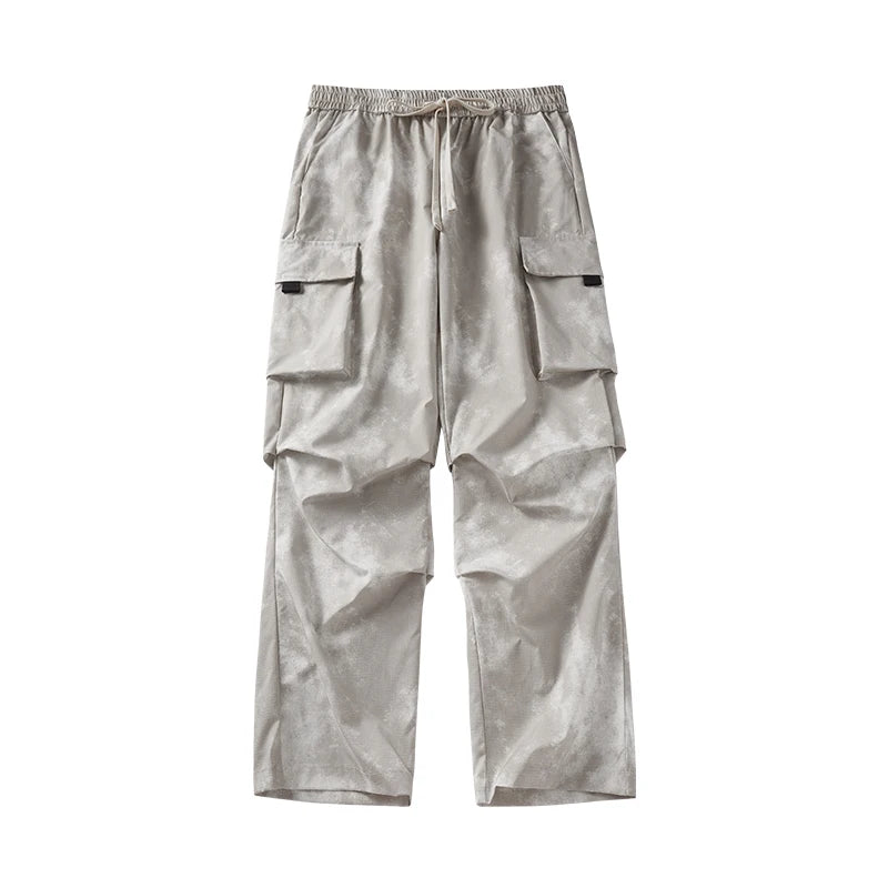 Casual Cargo Pants Man's High Waist Drawstring Baggy Pants Fashion High Street Straight Loose Workwear Trousers Trend Streetwear - Premium Kiosk
