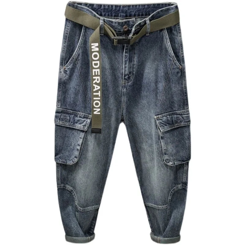 2023 Spring and Autumn New Classic Fashion With Solid Color Cargo Jeans Men Casual Loose Comfortable High Quality Pants 28-36 - Premium Kiosk