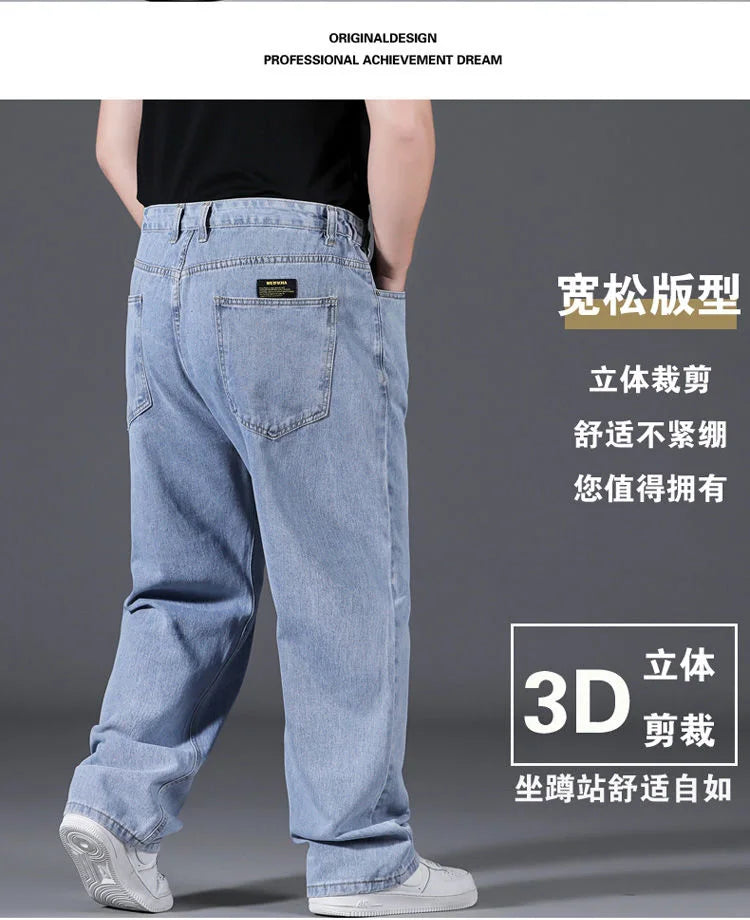 10XL Oversize Wide Legs Jeans Men Soft Cotton Cargo Jeans Plus Size Baggy Men's Trousers Fashion Streetwear Working Jeans Man - Premium Kiosk