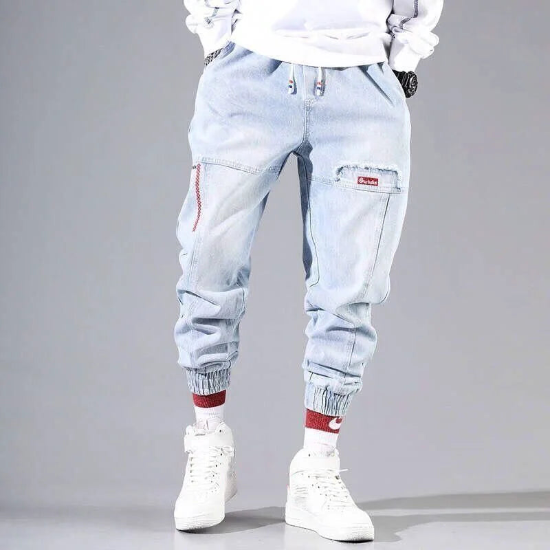 2024 New Men Streetwear Hip Hop Cargo Pants Mens Jeans Elastic Harem Joggers Pants Autumn Spring Trousers Men Clothing S-4XL - Premium Kiosk