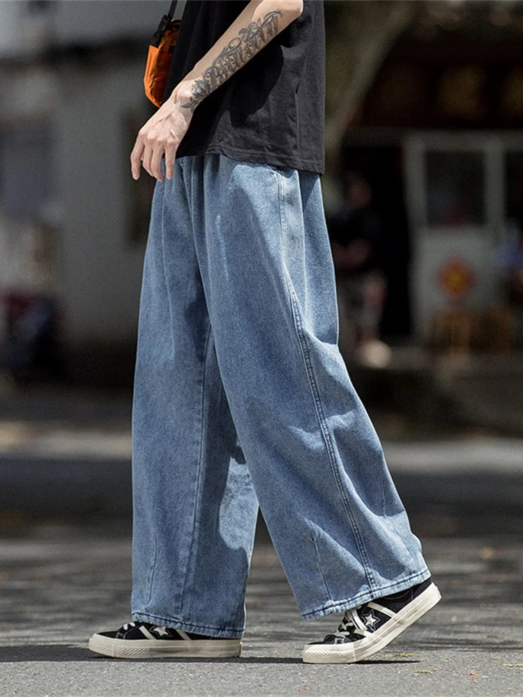 Men Jeans Wide Leg Denim Cargo jean pants Loose Straight Baggy Men's Jeans hip hop Streetwear Skateboard Neutral denim Trousers - Premium Kiosk
