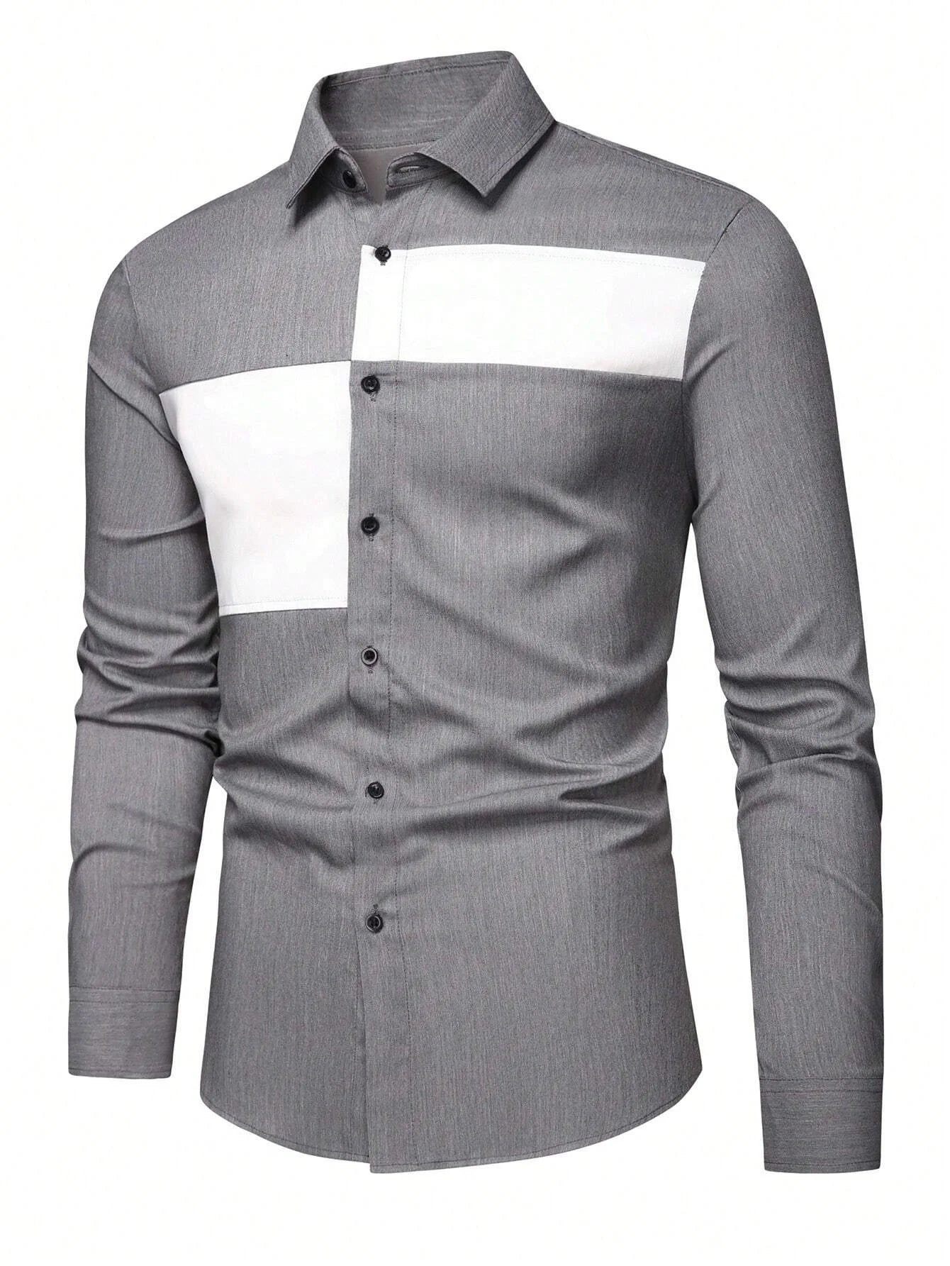 Men's Fashion Classic Business Casual Shirt Street Comfortable Long Sleeve Collar Single breasted Shirt Social Party Men's Shirt