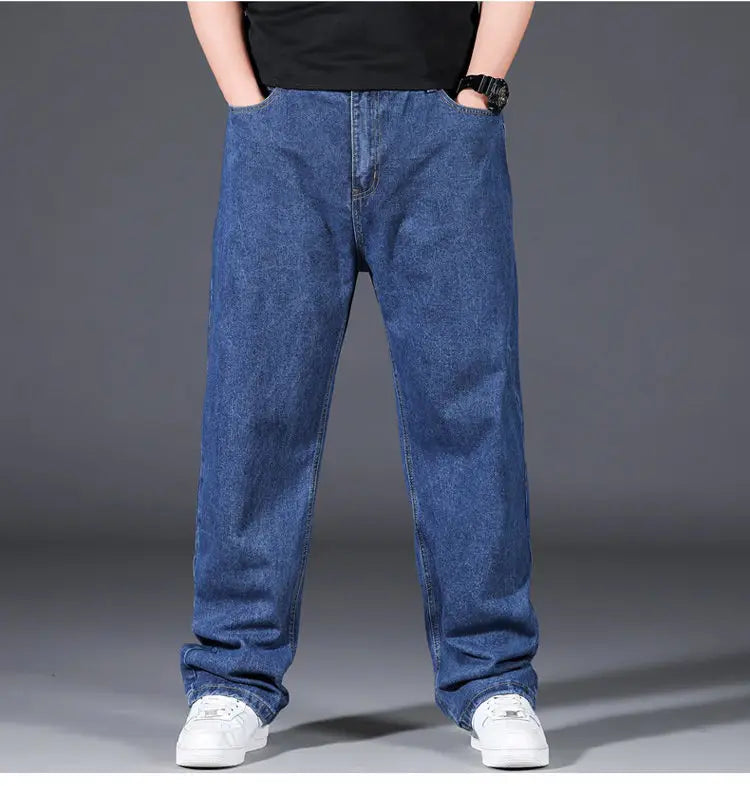10XL Oversize Wide Legs Jeans Men Soft Cotton Cargo Jeans Plus Size Baggy Men's Trousers Fashion Streetwear Working Jeans Man - Premium Kiosk
