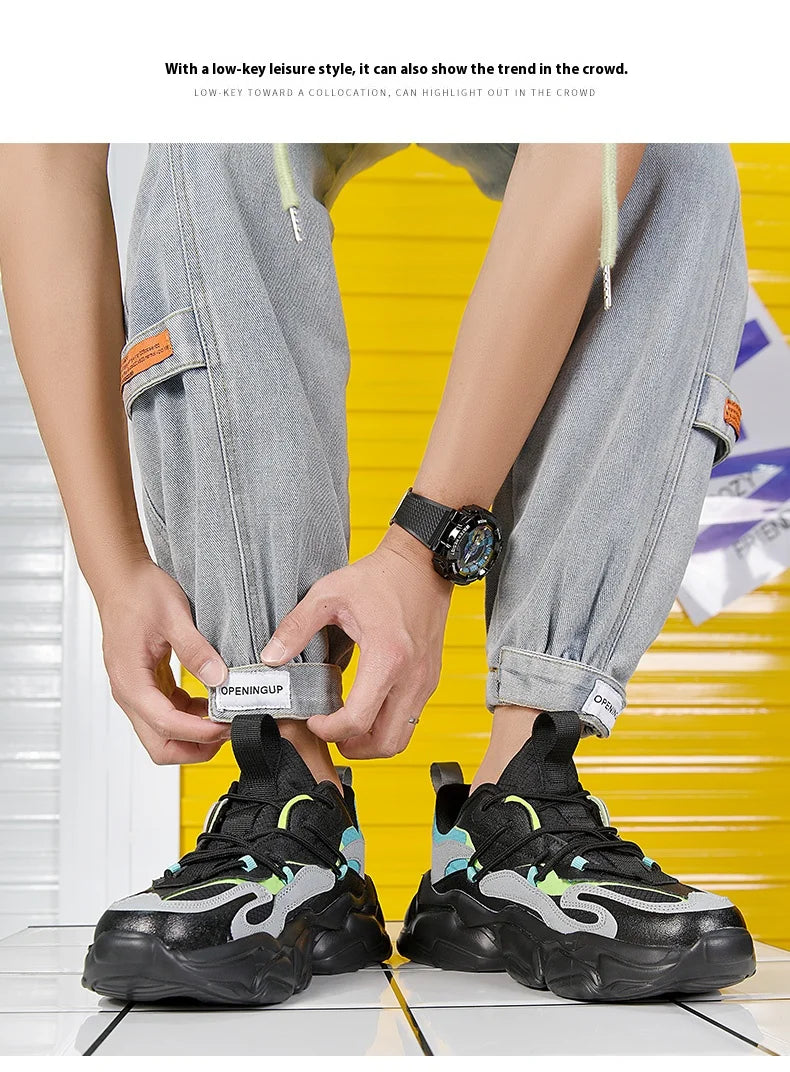 2025 new fashion platform daddy shoes men's ins port fashion shoes male personality popular leisure running shoes