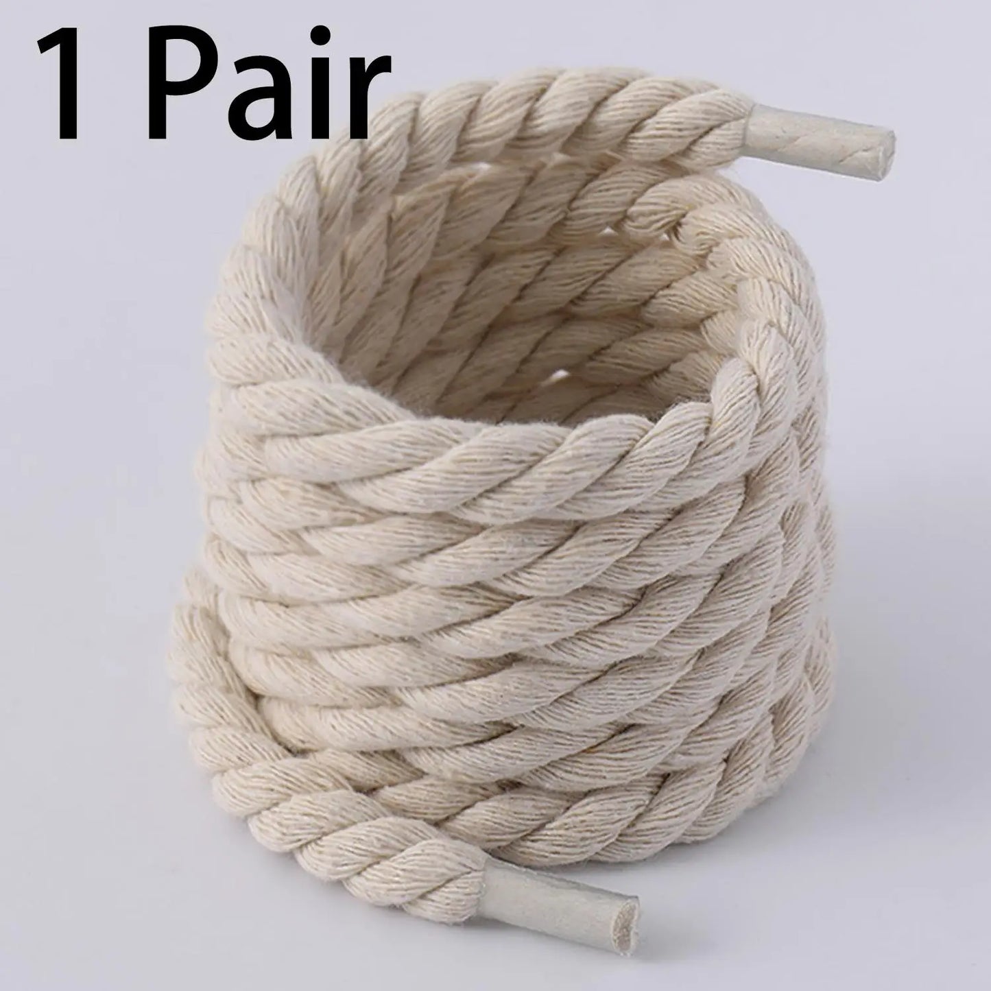 2pcs Bold Cotton Linen Twist Weave Shoelaces Round Rope Laces 120CM Men Women Trend Personality Sport Casual Shoes Laces