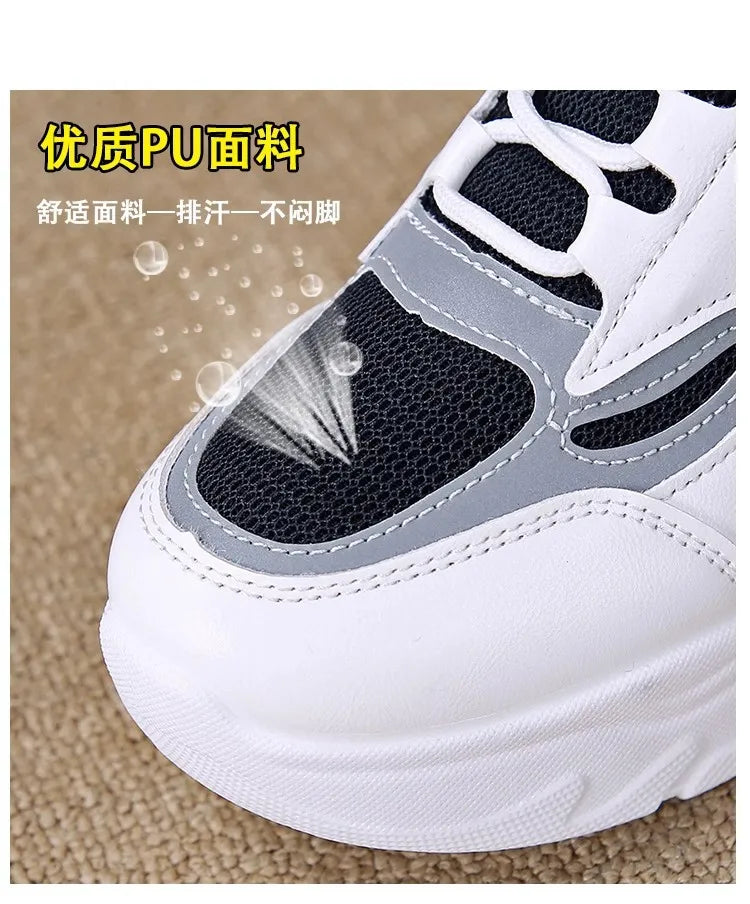 2025 new fashion dad shoes, trendy shoes, thick-soled, versatile, height-increasing, casual sports white shoes