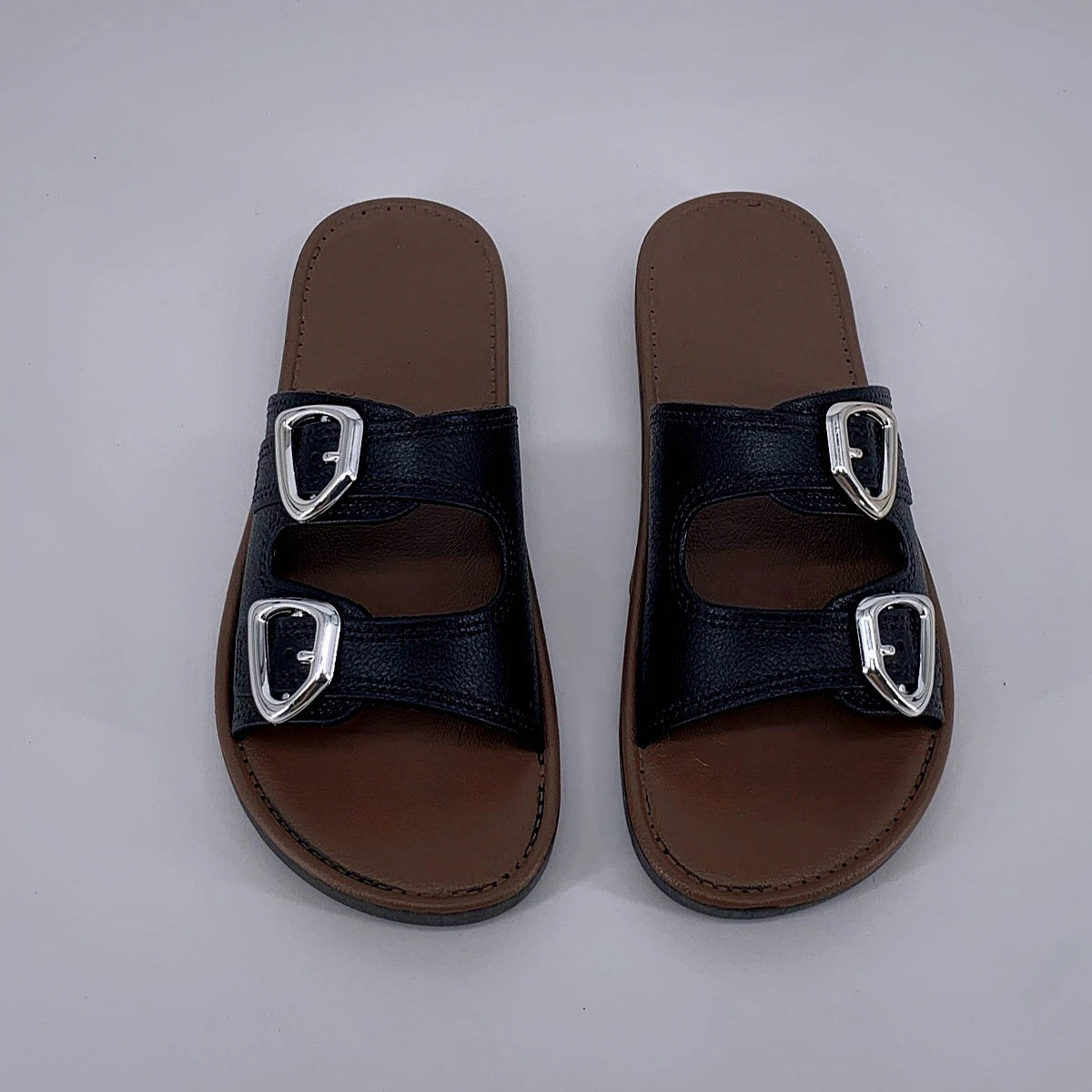 2025 New Slippers for Women Summer Outerwear Fashionable French Flat Soft Sole Anti-Slip Beach Belt Buckle Sandals - Premium Kiosk
