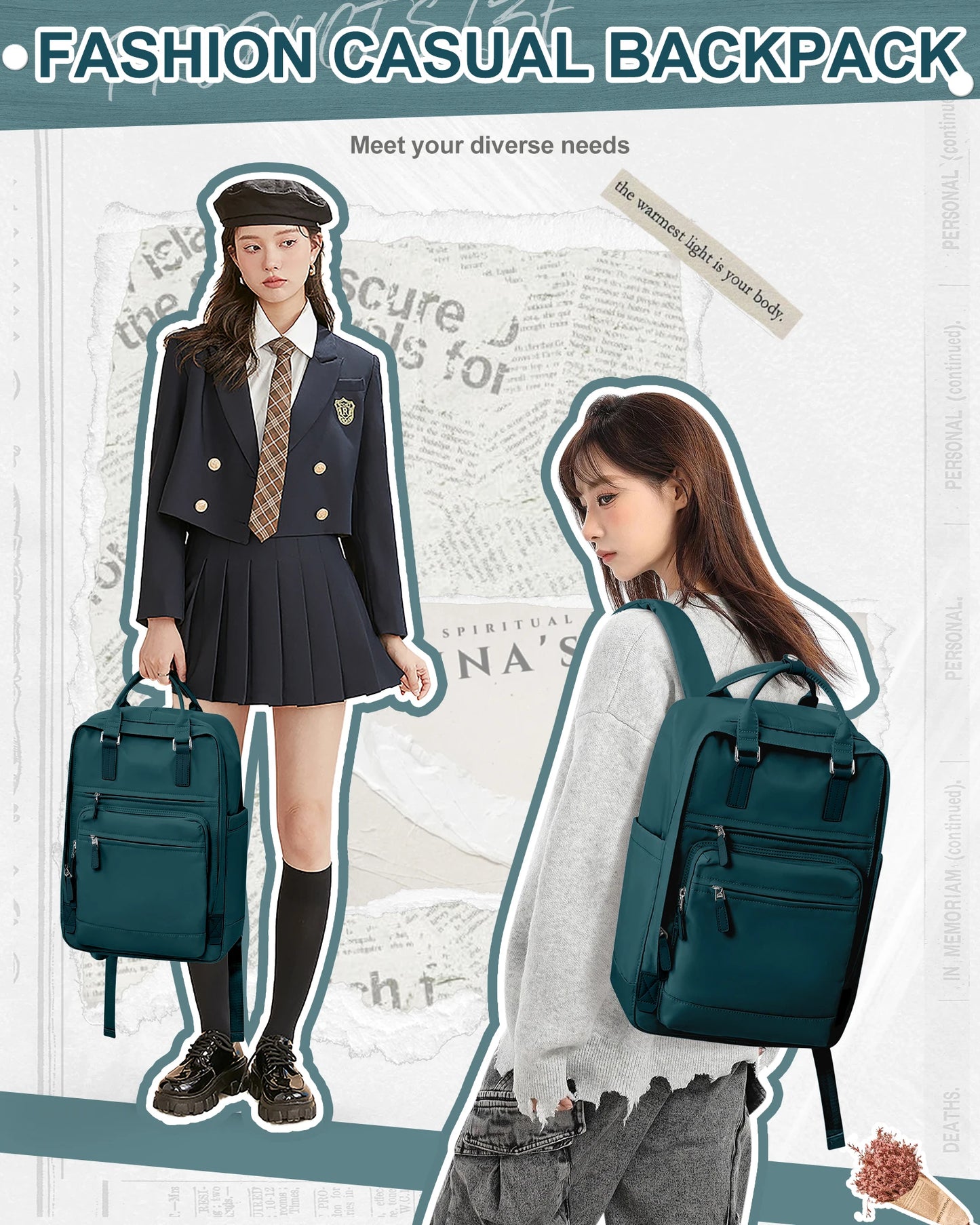 Women's Backpack Fashion School Backpack New Student Bookbag Korean for Teenager Girls College Bag Outdoor Waterproof Laptop Bag - Premium Kiosk