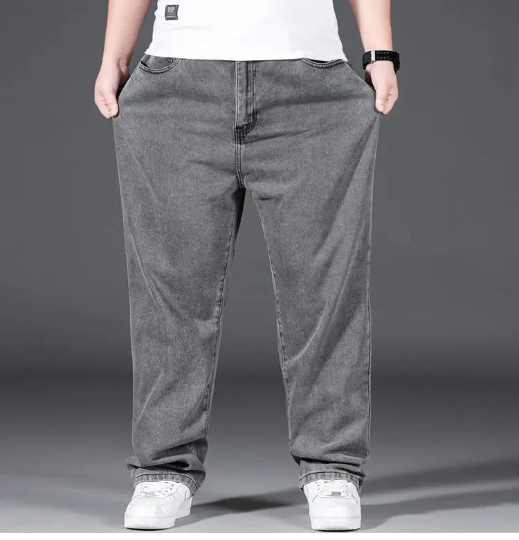 10XL Oversize Wide Legs Jeans Men Soft Cotton Cargo Jeans Plus Size Baggy Men's Trousers Fashion Streetwear Working Jeans Man - Premium Kiosk