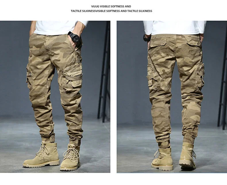2025 Cargo Joggers Pants Men Casual Hiphop MultiPocket Male Trousers Sweatpants Streetwear Tactical Track KhakiCamouflage Pants - Premium Kiosk