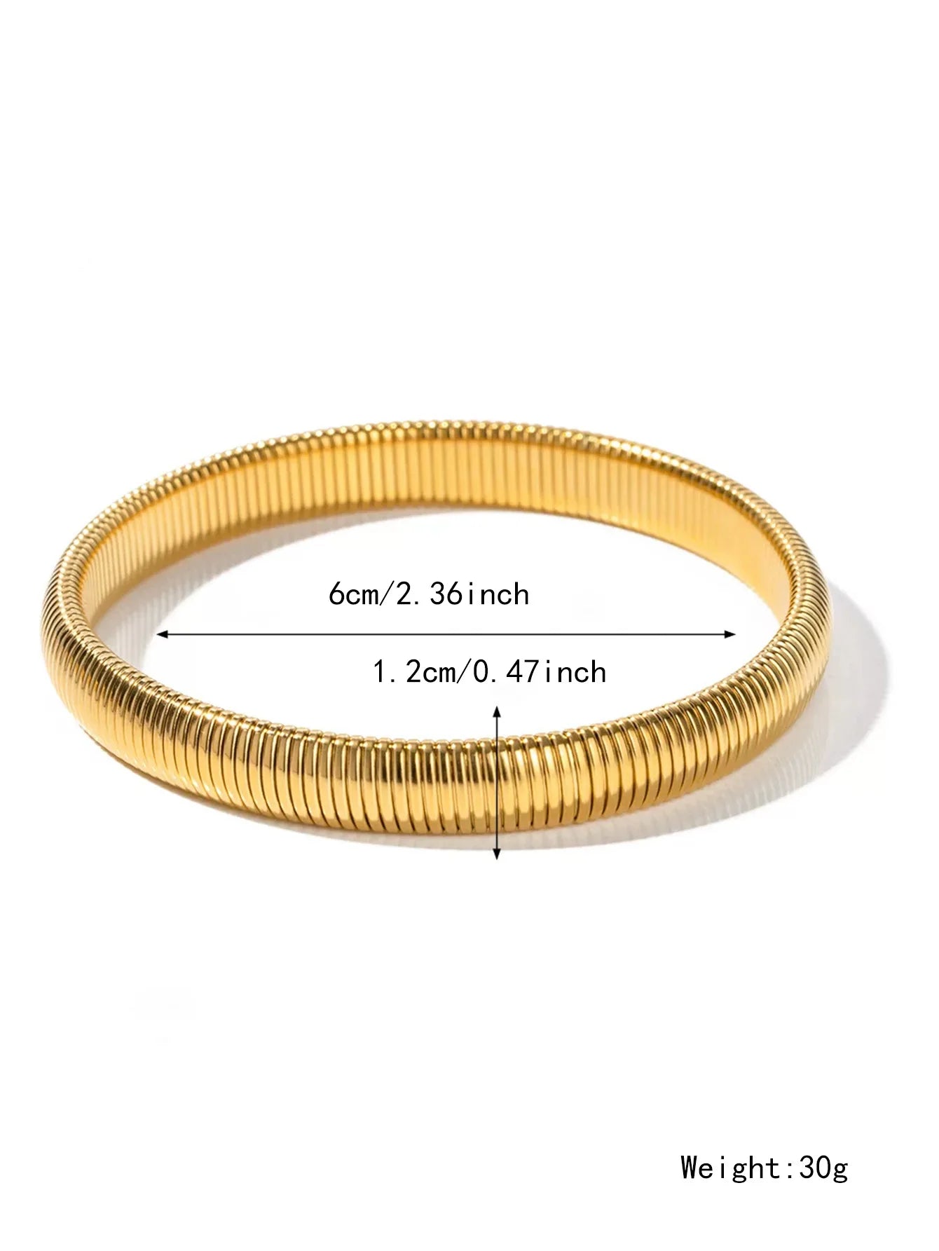 Yupsk Waterproof Stainless Steel Retro Elasticity Thick Metal Polish Bracelet 18K Gold Plated Fashion Jewelry for Men Women