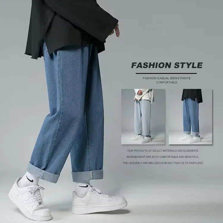 Jeans Men Wide Leg Cargo Pants Streetwear Baggy Men Korean Fashion Loose Straight Male Clothing Y2K Hip Hop Style Male Trousers - Premium Kiosk