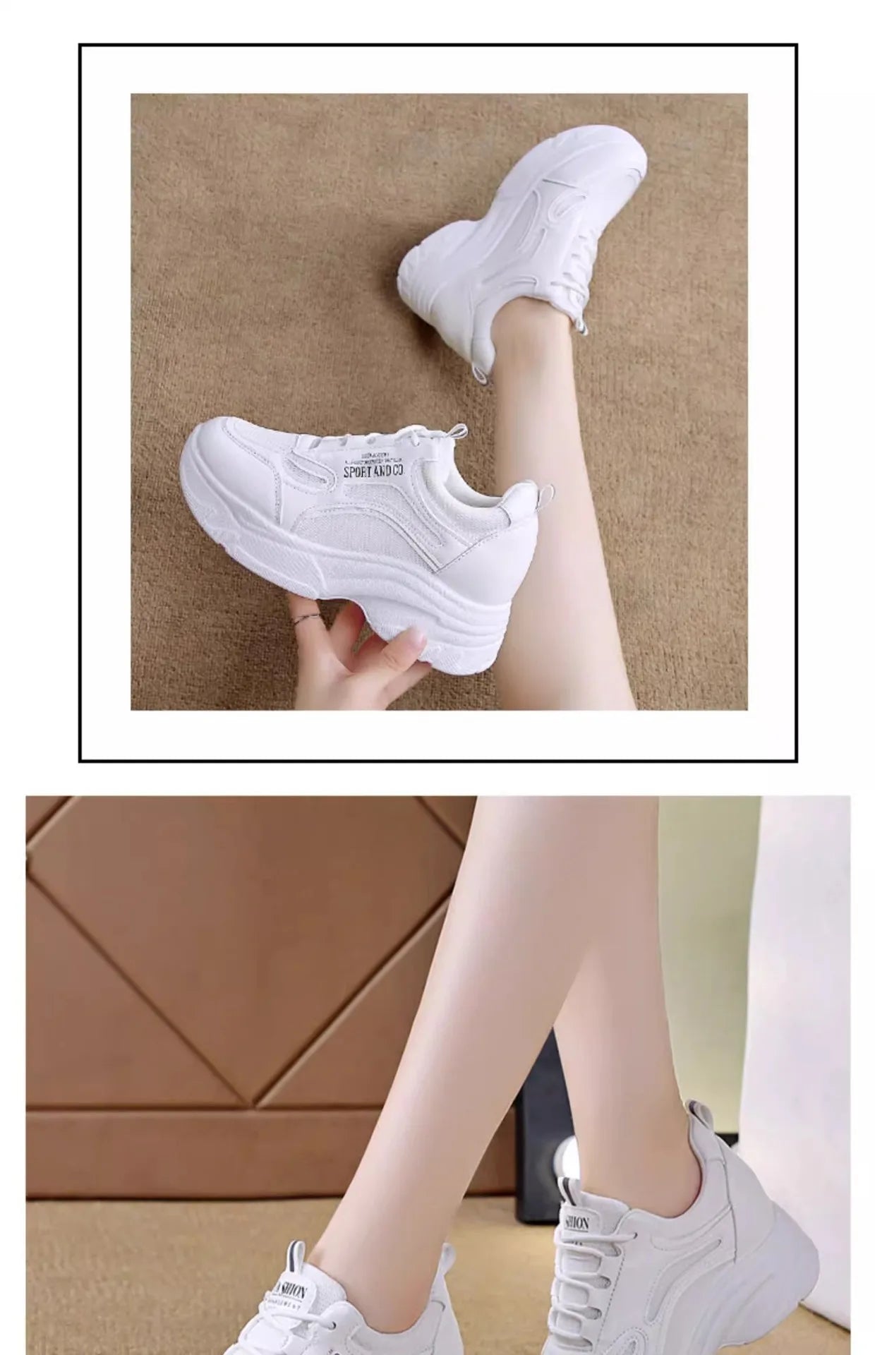2025 new fashion dad shoes, trendy shoes, thick-soled, versatile, height-increasing, casual sports white shoes