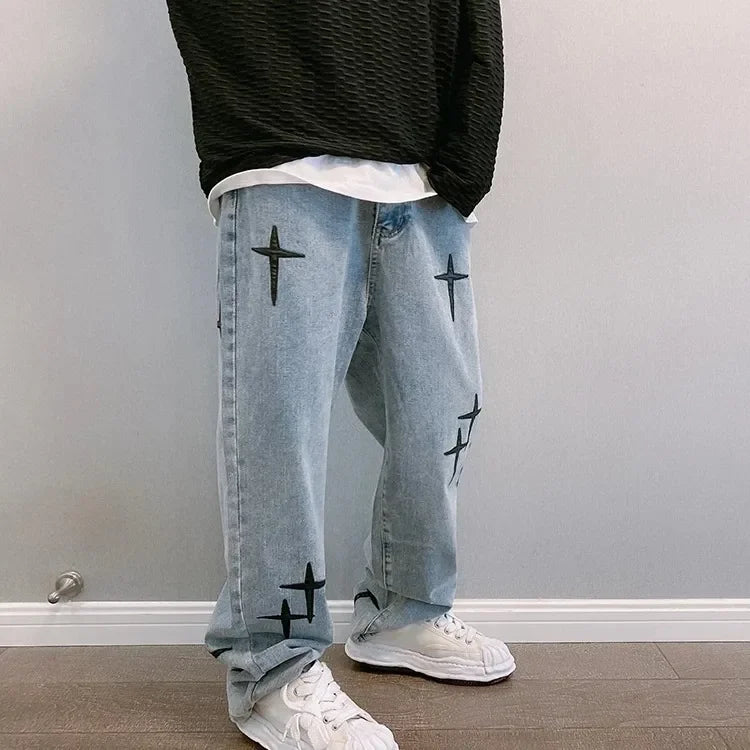 Jeans Men Wide Leg Cargo Pants Streetwear Baggy Men Korean Fashion Loose Straight Male Clothing Y2K Hip Hop Style Male Trousers - Premium Kiosk