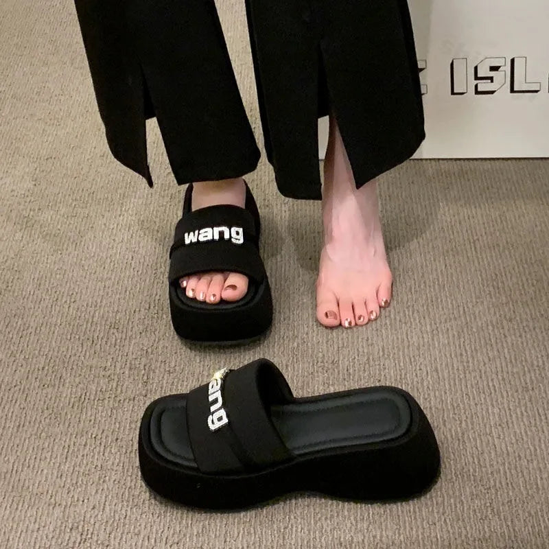 Women's Slippers 2025 New Fashion Comfortable Platform Sandals Concise Outdoor Women‘s Closed Toe Beach Muje Summer Shoes - Premium Kiosk