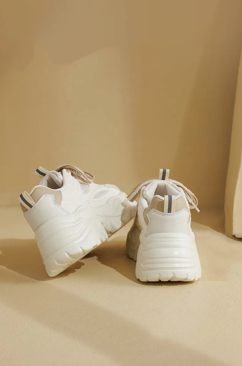 Women's thick bottom daddy shoes summer breathable mesh small white shoes girls casual shoes heightened thin sports board shoes