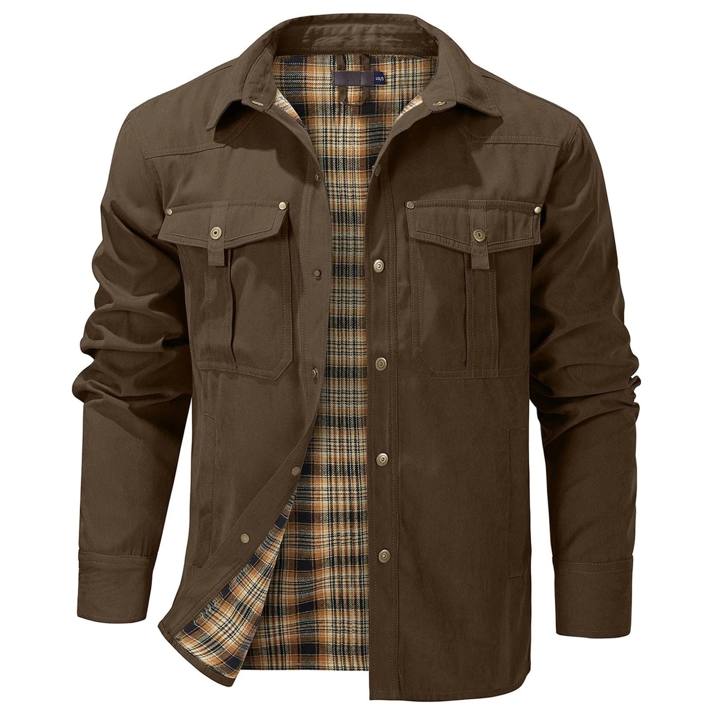Casual Men's Jacket Men's Jackets Spring Flannel Lined Shirt Coat Men's Jackets Windproof Western Cowboy Casual Coat