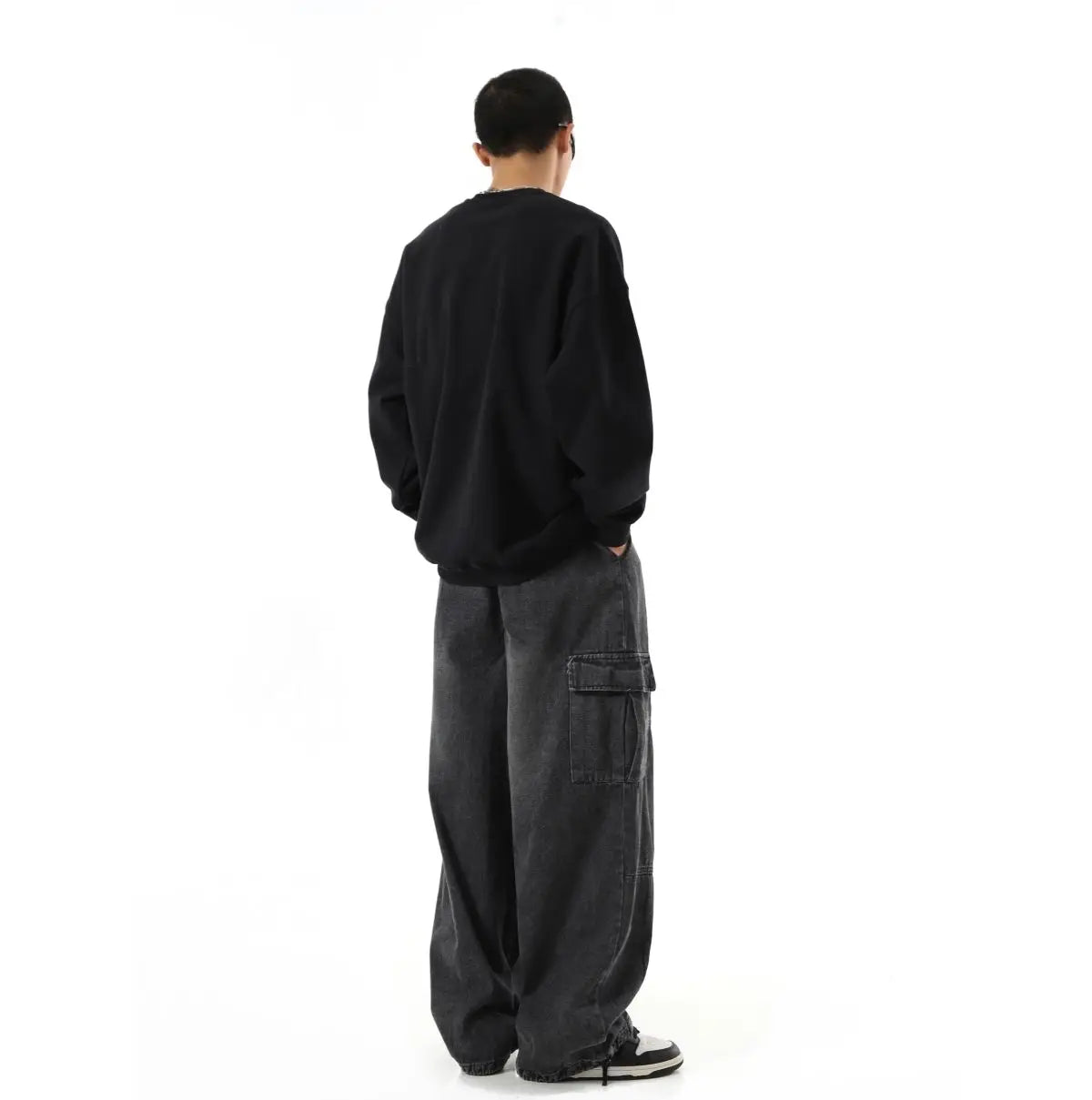 Y2k Black Baggy Cargo Jeans Trousers Men Streetwear Casual Hippie Jogging Wide leg Oversize Old Money Vintage Denim Pants - Premium Kiosk