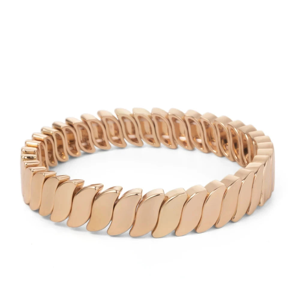 2024 New Design Golden Bracelets For Women Gold Color Hematite Beaded Elastic Bangle Sets Square Shape Beads Accessory