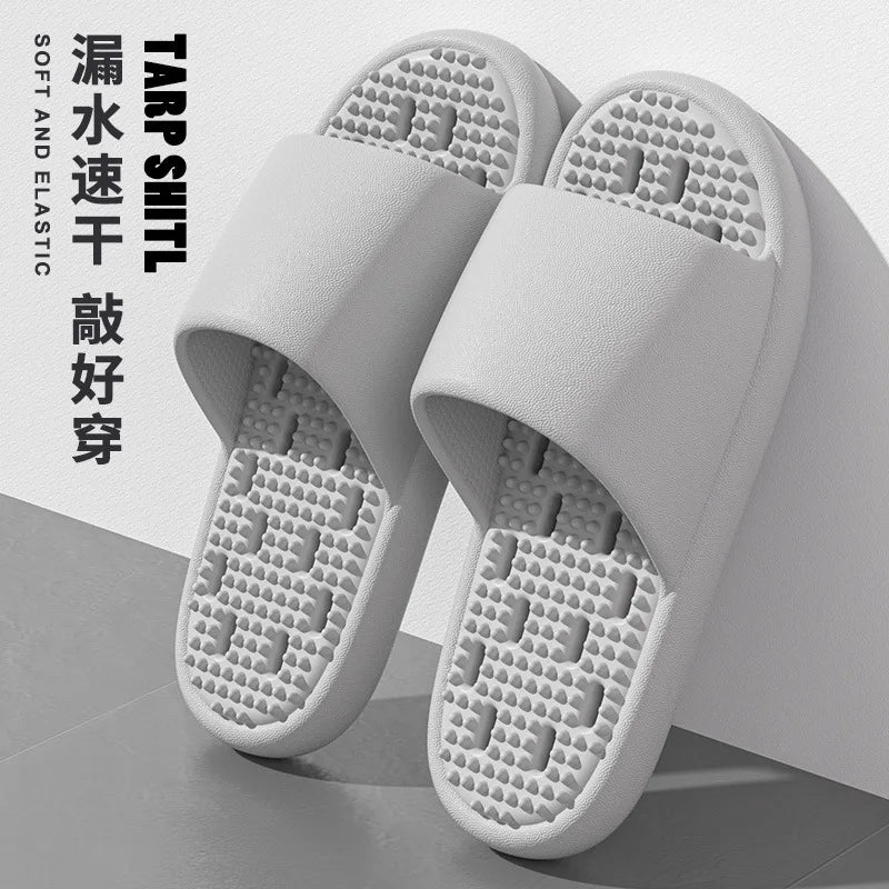 2025New Bathroom slippers for women: Quick-drying, anti-slip, hollowed-out, comfortable to step on, massage for couples, for men - Premium Kiosk