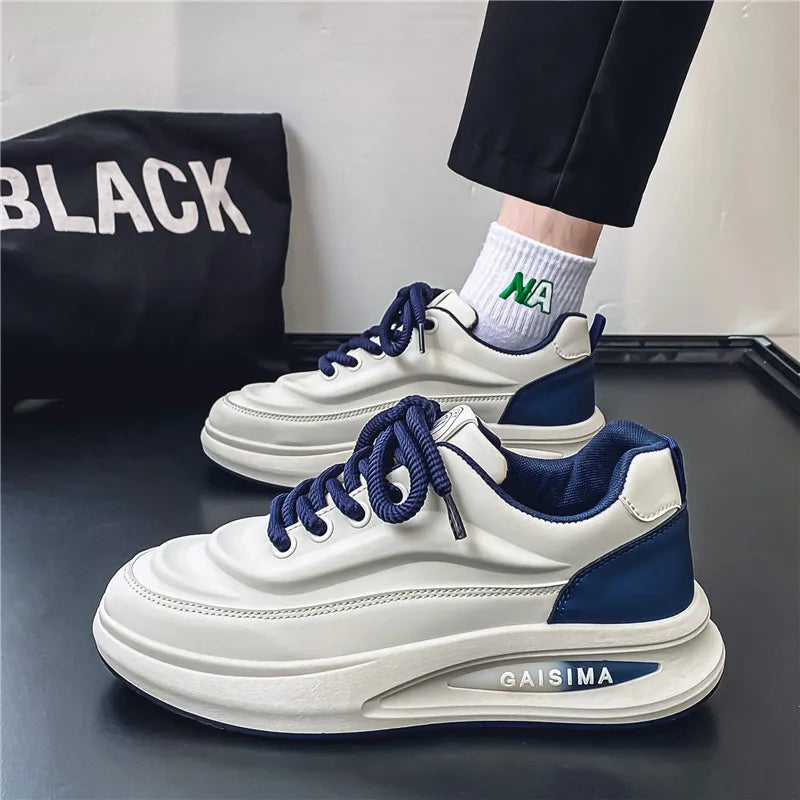 2024 New Four Seasons Leisure Sports Leather Men's Daddy Shoes Fashion Comfortable Sports Leisure Shoes Thick Sole Sneakers