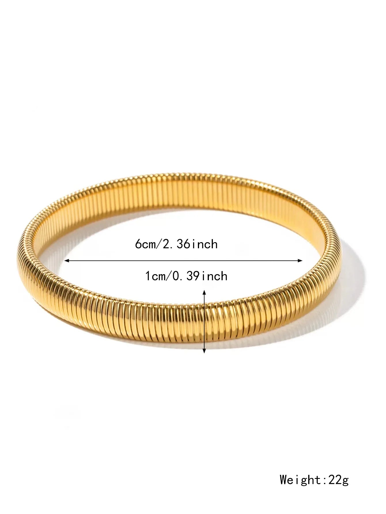 Yupsk Waterproof Stainless Steel Retro Elasticity Thick Metal Polish Bracelet 18K Gold Plated Fashion Jewelry for Men Women