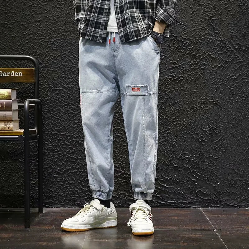 2024 New Men Streetwear Hip Hop Cargo Pants Mens Jeans Elastic Harem Joggers Pants Autumn Spring Trousers Men Clothing S-4XL - Premium Kiosk