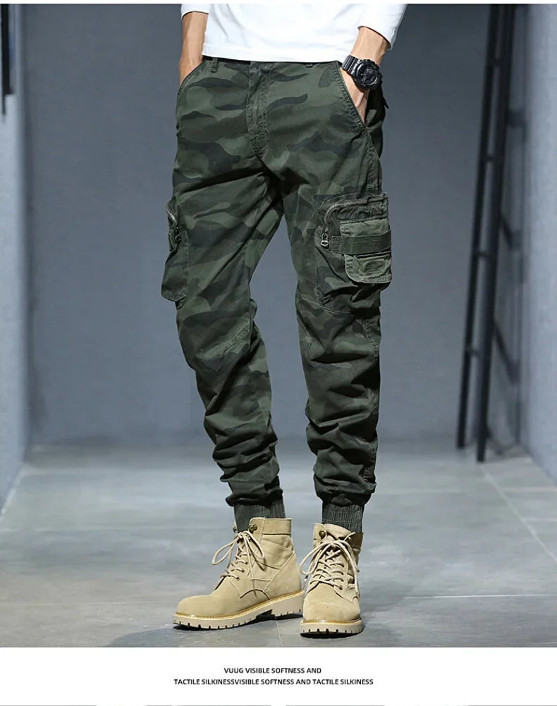 2025 Cargo Joggers Pants Men Casual Hiphop MultiPocket Male Trousers Sweatpants Streetwear Tactical Track KhakiCamouflage Pants - Premium Kiosk