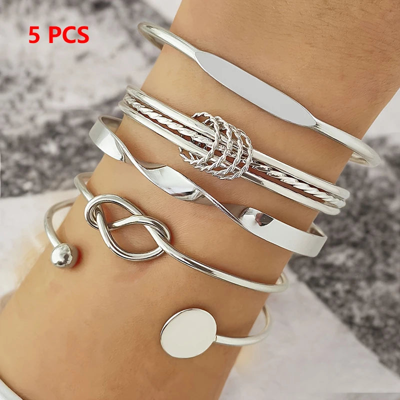 1Set Retro Boho Multi-layer Stacking Bracelets Set For Women Girls Versatile Bracelets Jewelry Accessories Gifts