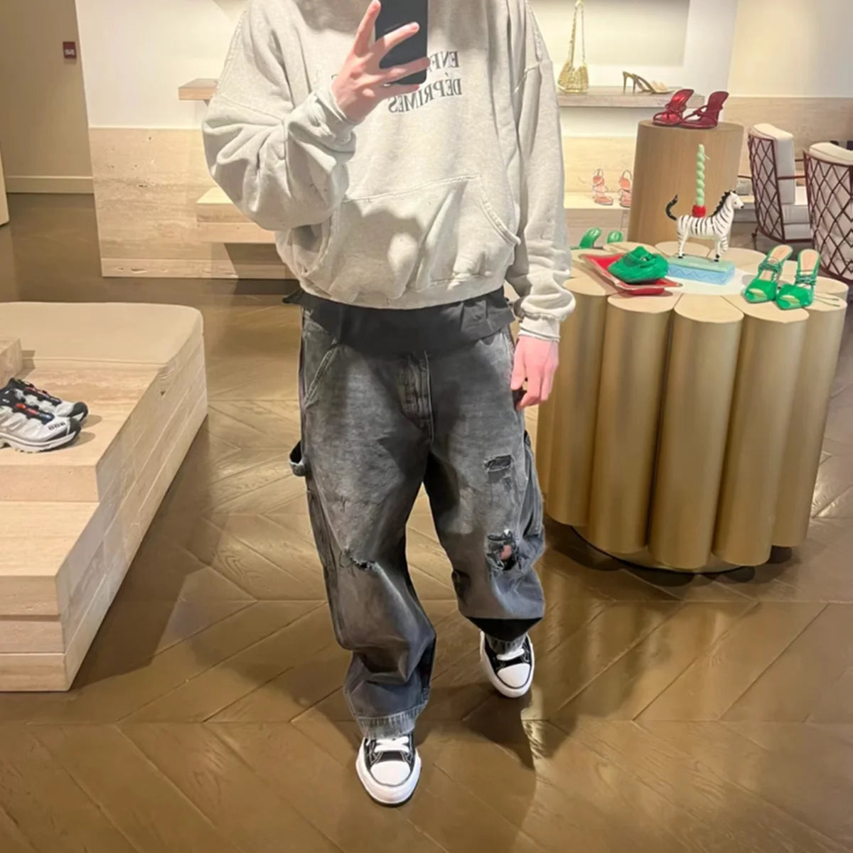 Yao Fashion ERD Luxury Casual Cargo Jeans Streetwear Loose Vintage Ripped Pants High Streetwear HipHop Unisex Trousers For Men - Premium Kiosk
