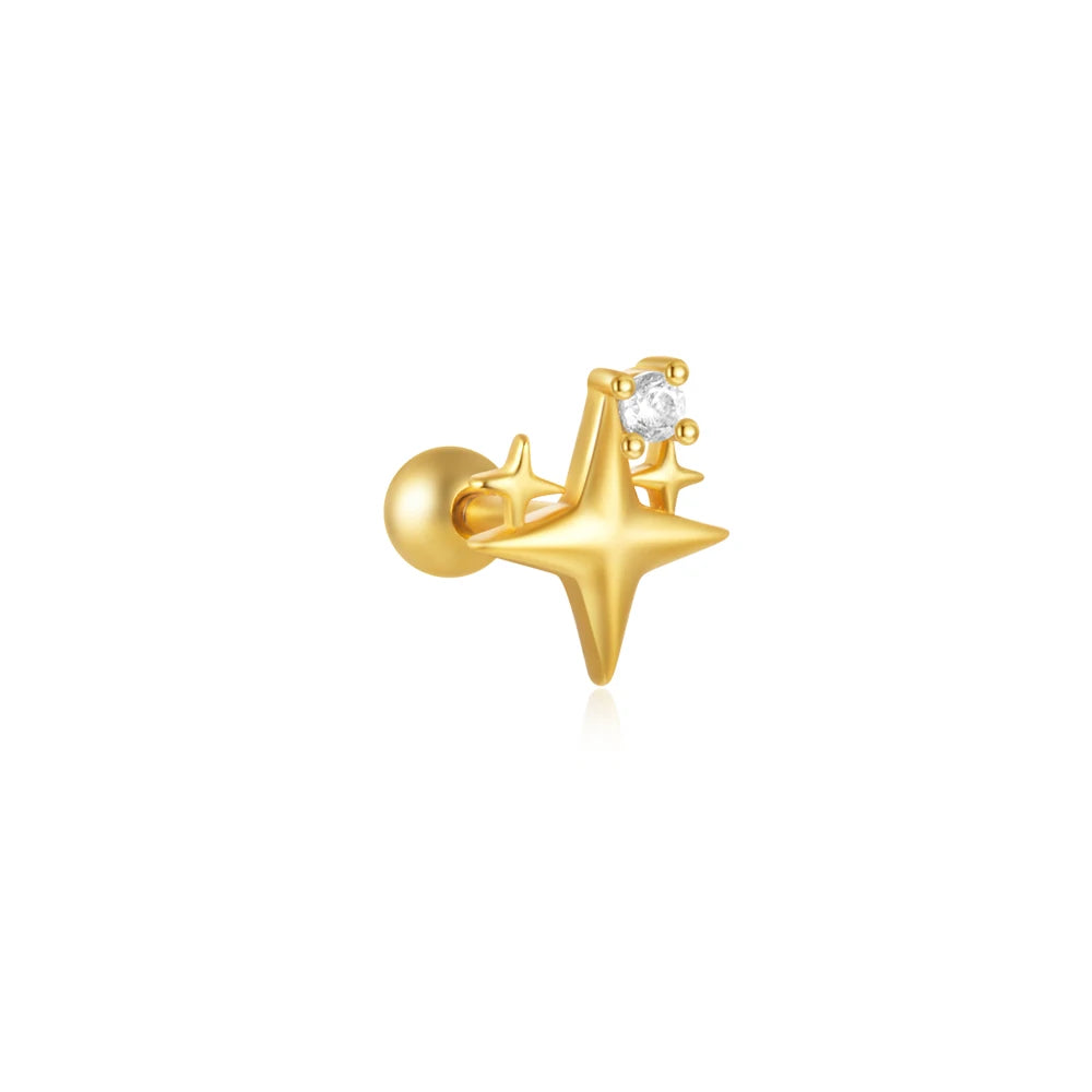 AIDE Heart Round Ball Flat Helix Piercing Earring 925 Sterling Silver Ear Studs Geometric Zircon Exquisite Trinket Studs Aretes