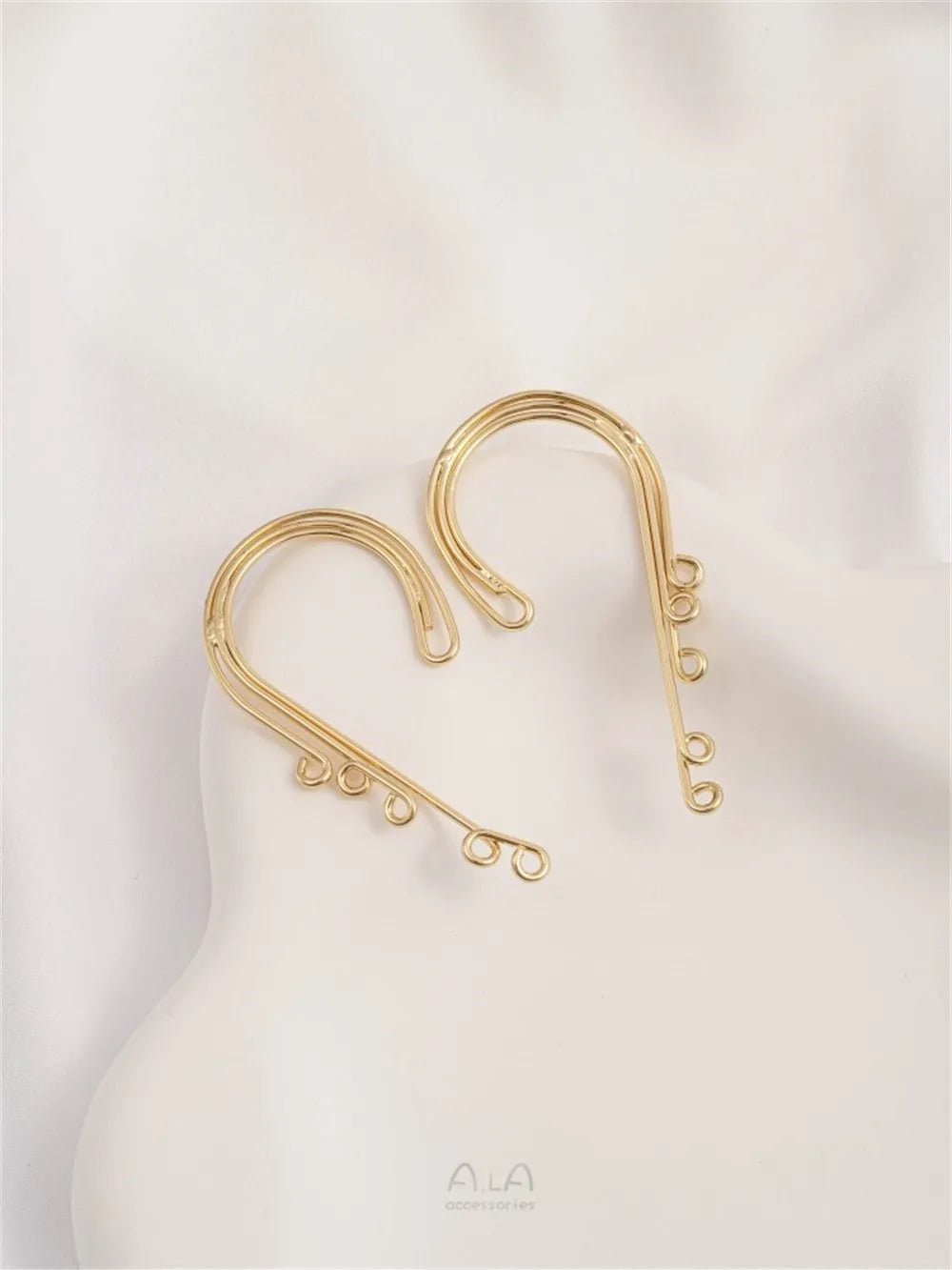 14K Gold-plated Earrings with Multiple Hanging Rings and Ear Clips, Handmade DIY Tassel Earring Accessories Without Ear Holes