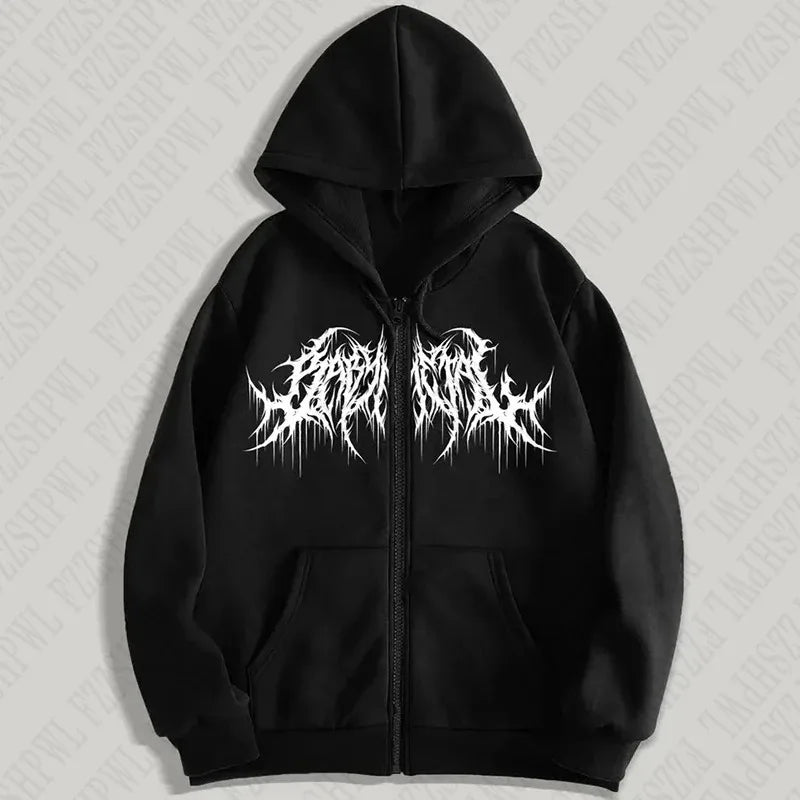 Y2K hoodie, men, clothes with graphic prints, hip hop style, gothic, gothic, long sleeves, winter, high street