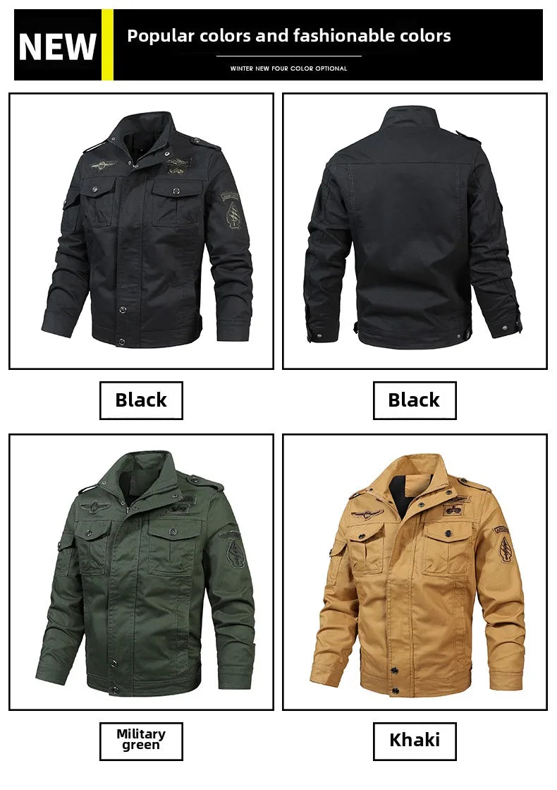 2025 Mens Jacket Fashion Trend Workwear Vintage Coat Winter Warm Windproof Casual Outwear Military jacket pilot
