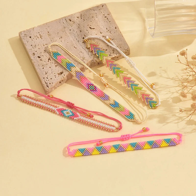 4Pcs/Set Miyuki Beads Bracelet Couple Bracelets Set Gift Lovers' Jewelry Handmade Loom Woven Jewellery Wide Pulseras