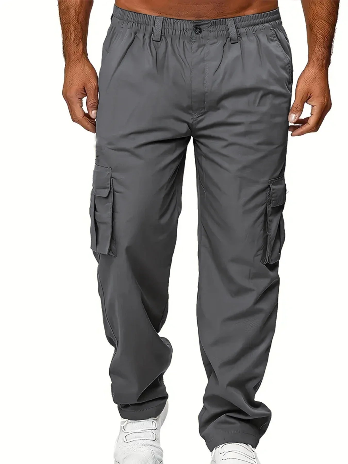 Men's Cargo Pants Sweatpants Outdoor Loose Straight Long Trousers Summer Casual Multi-Pocket Durable Workwear Male Trousers - Premium Kiosk