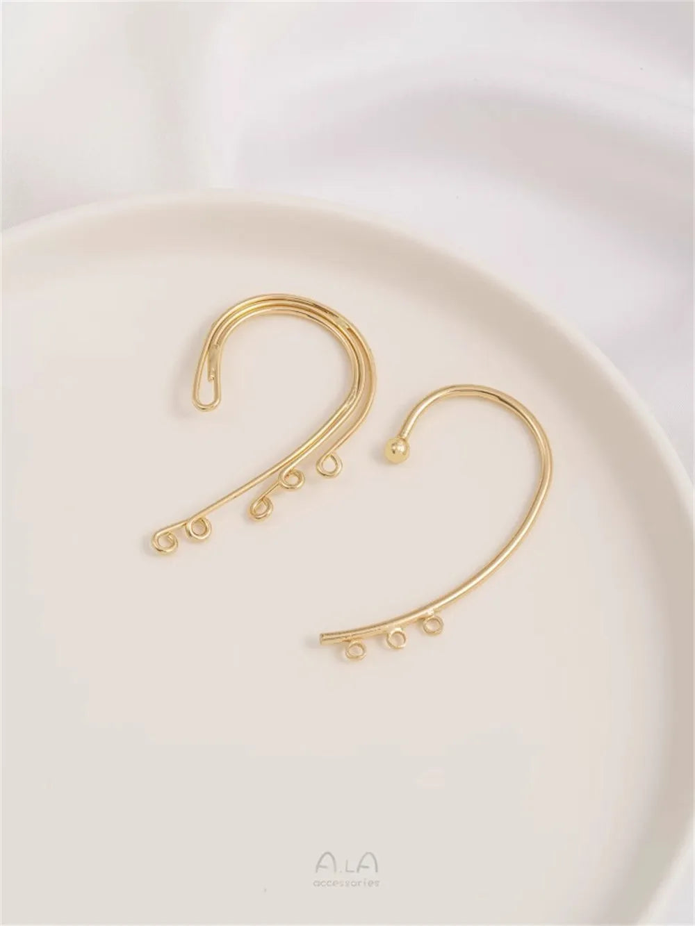 14K Gold-plated Earrings with Multiple Hanging Rings and Ear Clips, Handmade DIY Tassel Earring Accessories Without Ear Holes