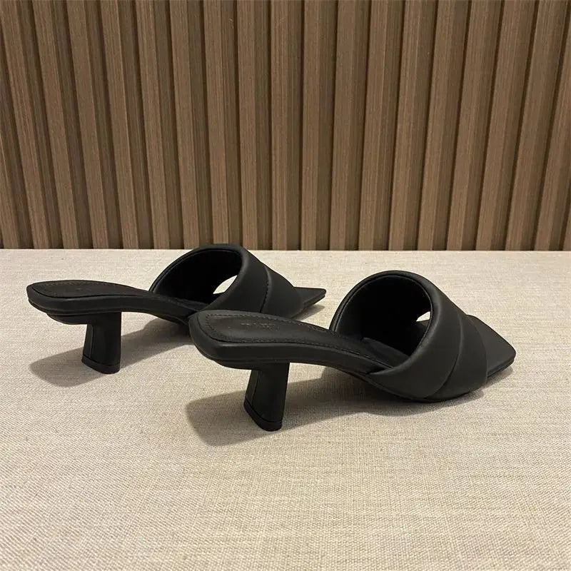 Women's Slippers 2025 New Women's Summer Fashion Open Toe Square Flip-Flops Women's High Heel Sandals for Women - Premium Kiosk